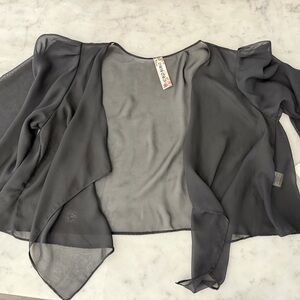 Sheer Black Open Front Cardigan
